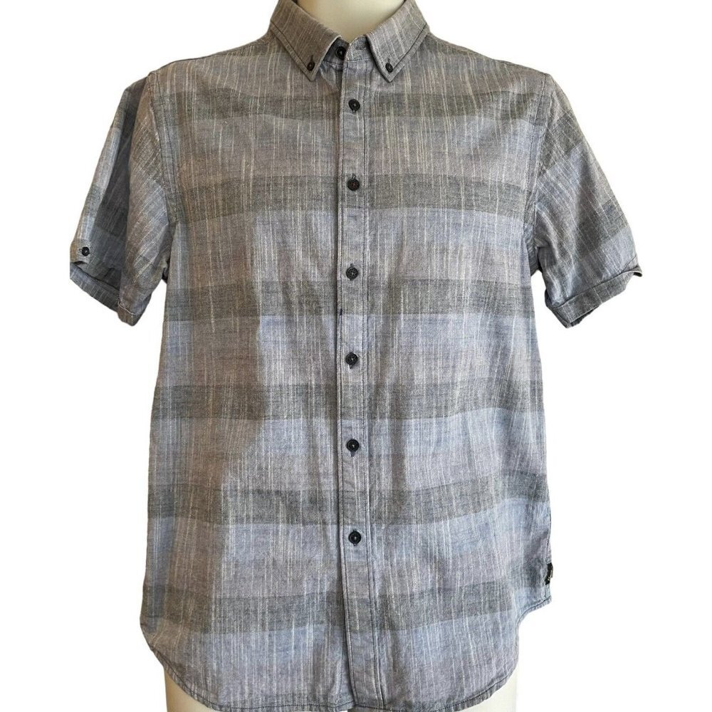 Howe Button Down Shirt Men's Medium Blue Striped Short Sleeve Cotton